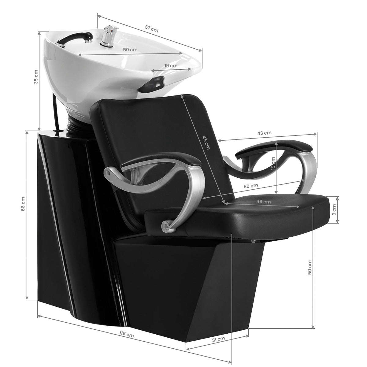 Hair System Lavaggio ZA31 per Parrucchiere - Nero