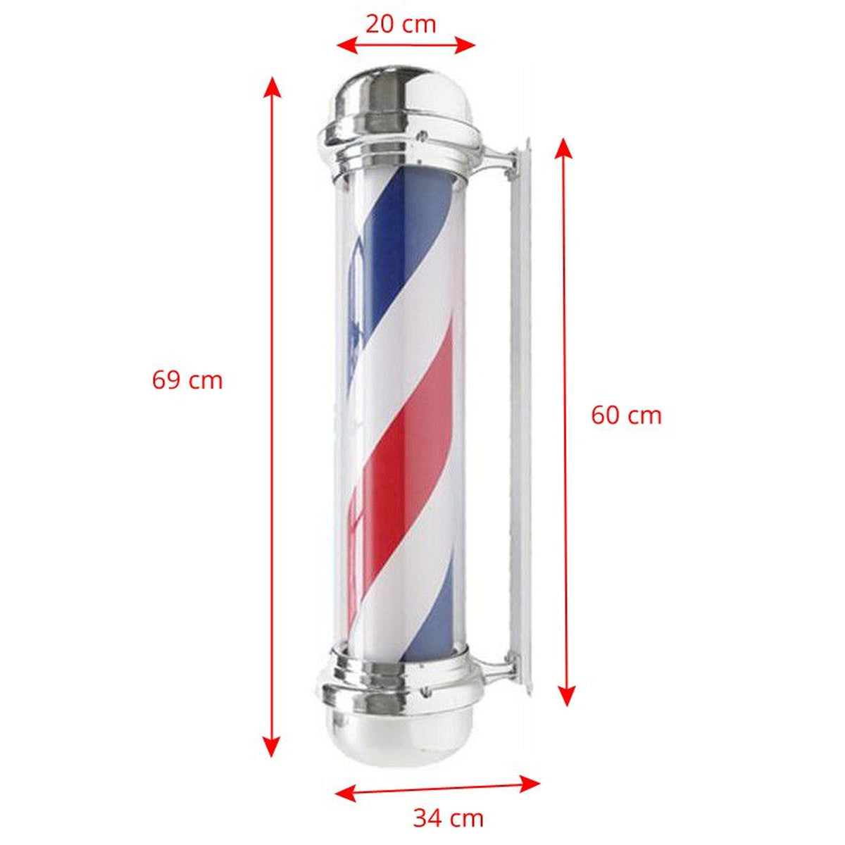 Insegna Luminosa Rotante BB-02 Barber Shop Large - Silver