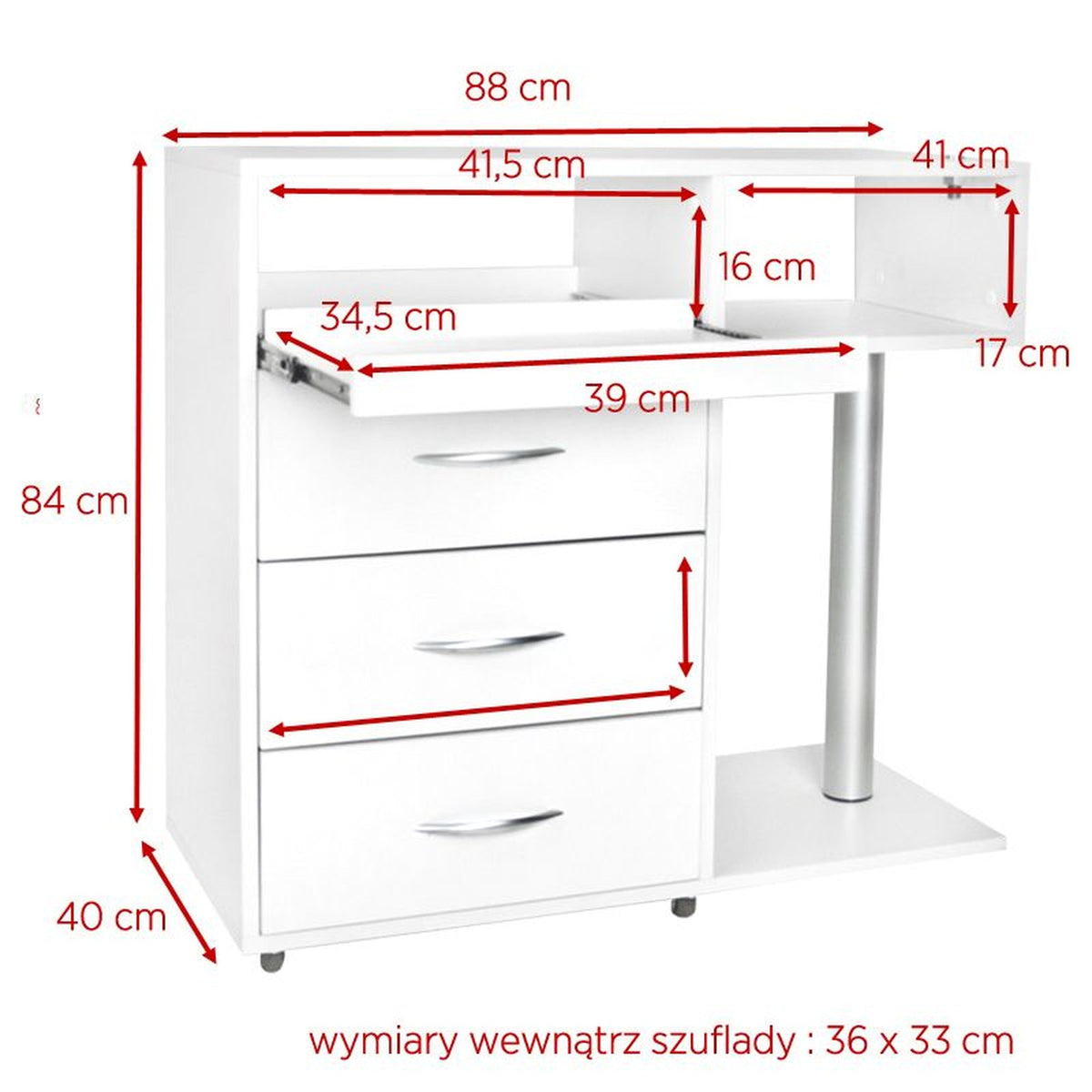 Mobiletto con Cassettiera Y-300 - Bianco