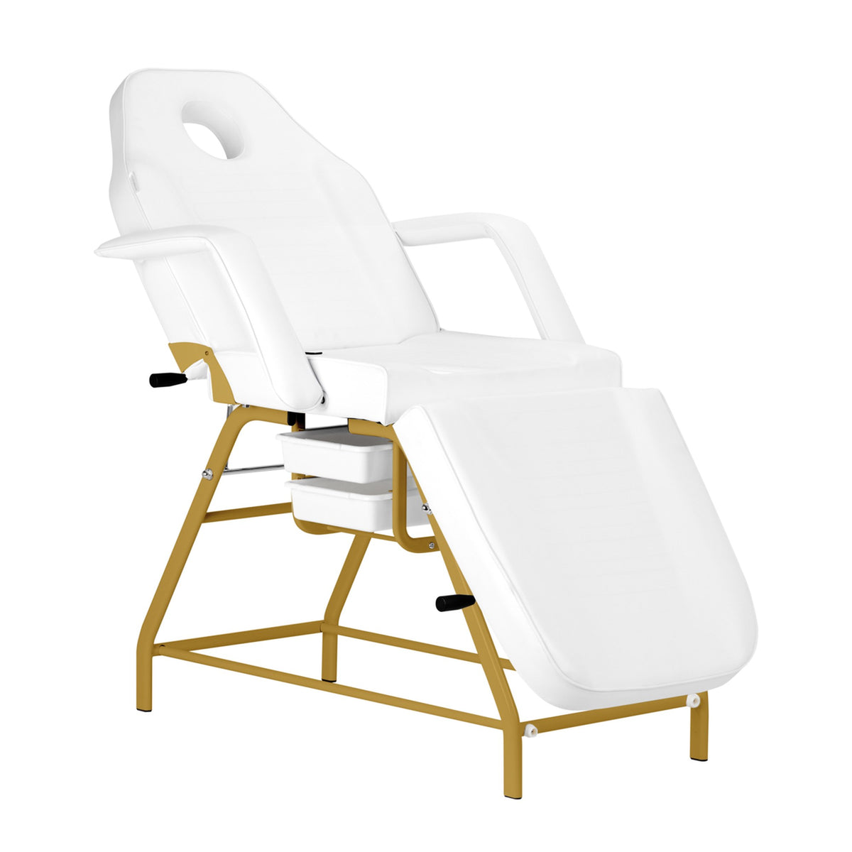 Poltrona Lettino 557G con Vassoi - Bianco Oro