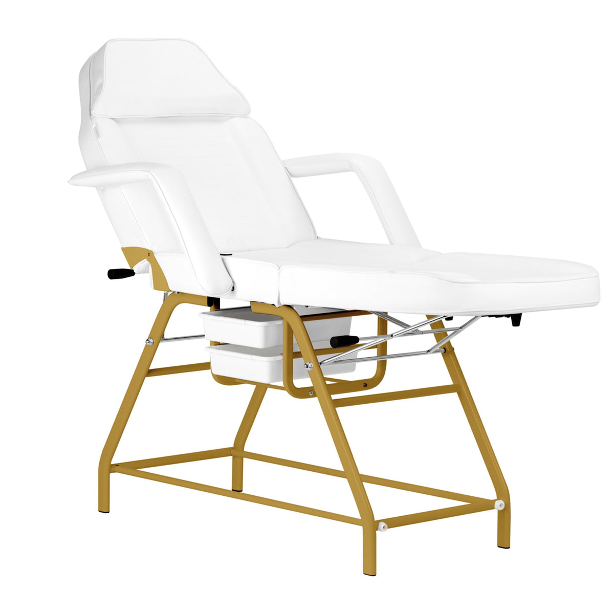 Poltrona Lettino 557G con Vassoi - Bianco Oro