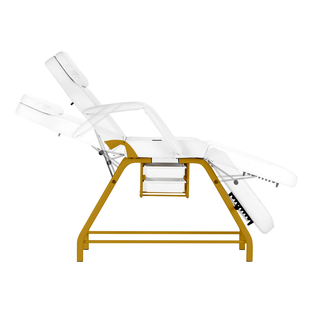Poltrona Lettino 557G con Vassoi - Bianco Oro