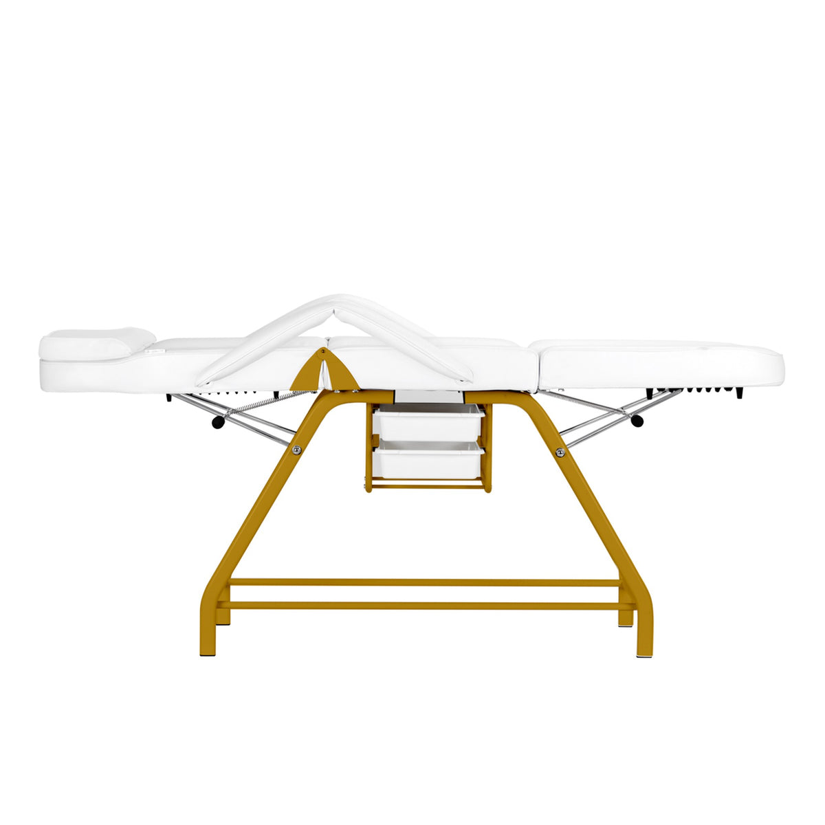 Poltrona Lettino 557G con Vassoi - Bianco Oro