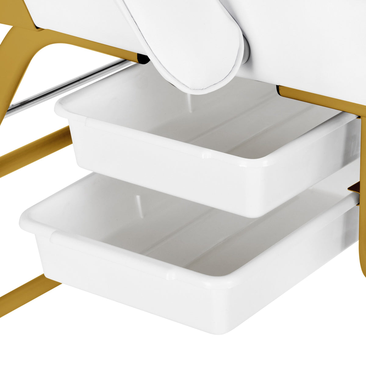 Poltrona Lettino 557G con Vassoi - Bianco Oro