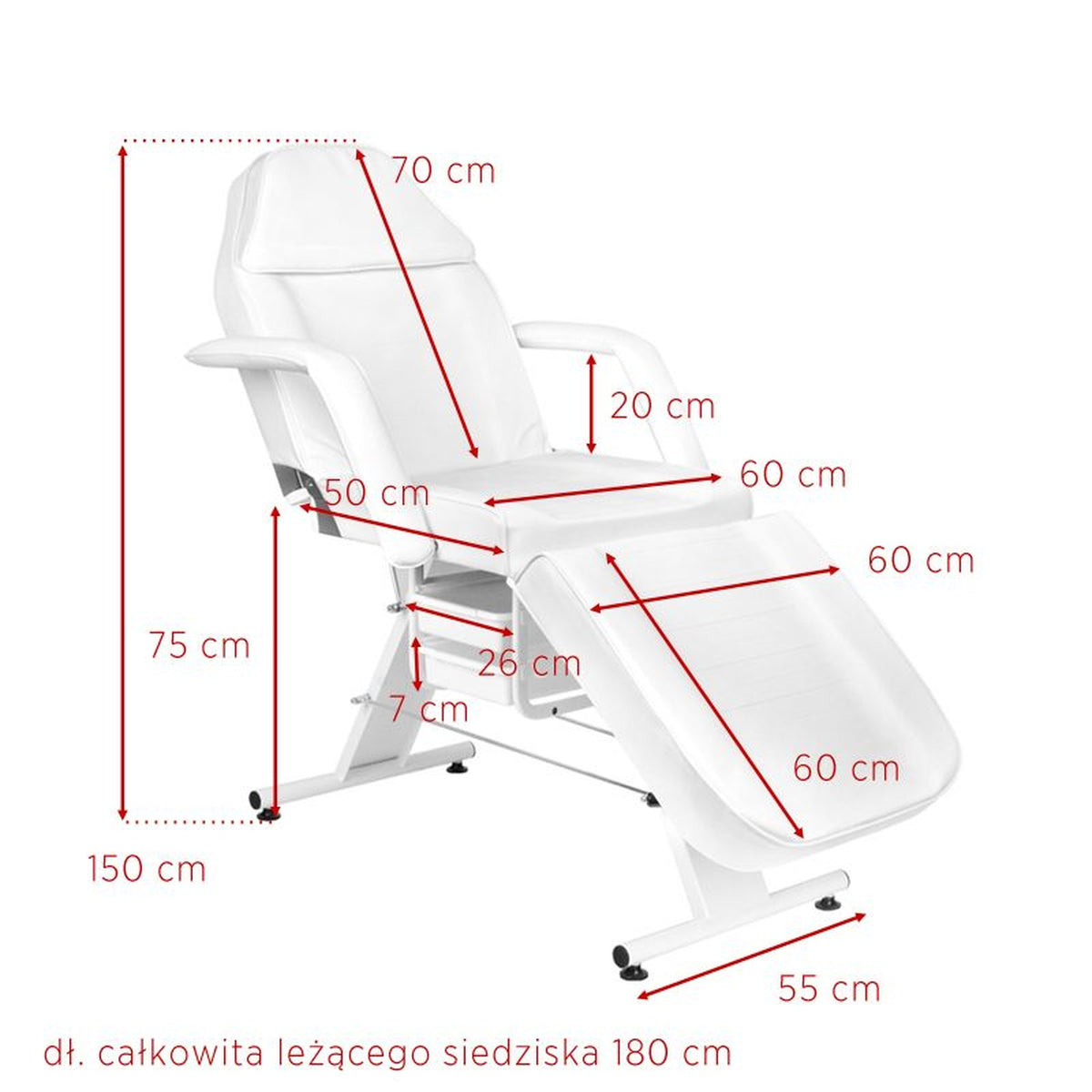 Poltrona Lettino Basic 202 con Vassoi - Bianco