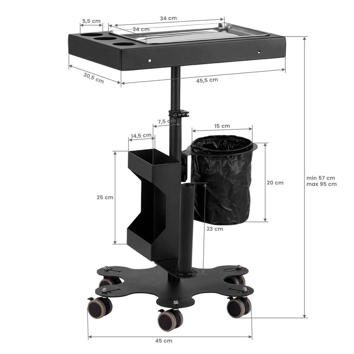 Pro Ink Carrello Porta Attrezzi per Tatuatore 716C - Nero