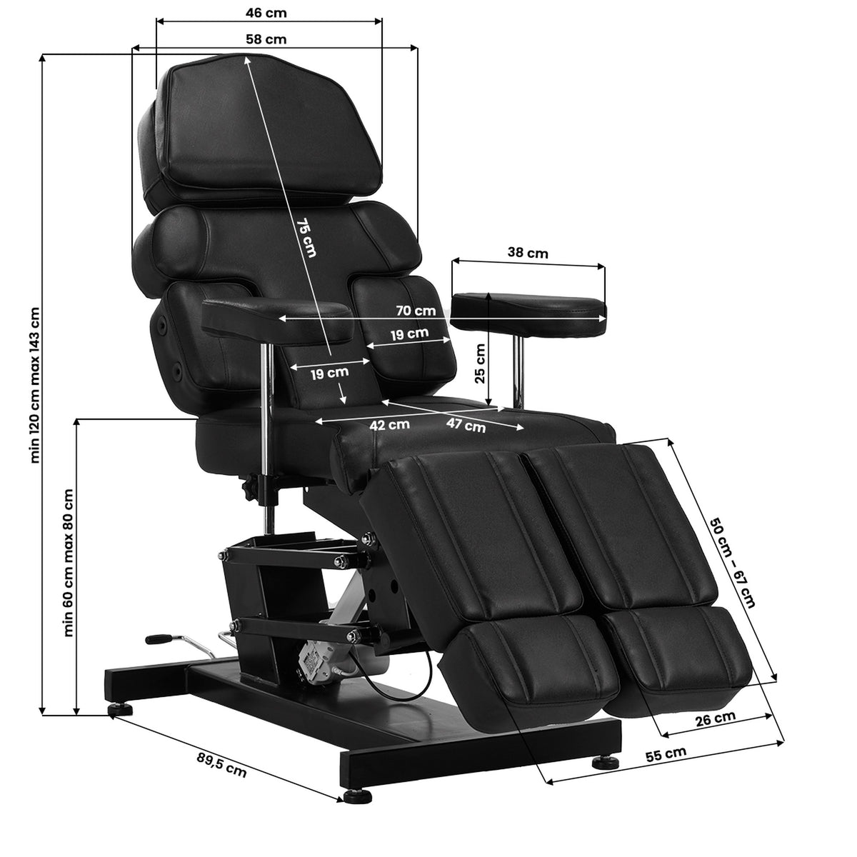 Pro Ink Poltrona Lettino Elettrica per Tatuatore 3710 - Nero