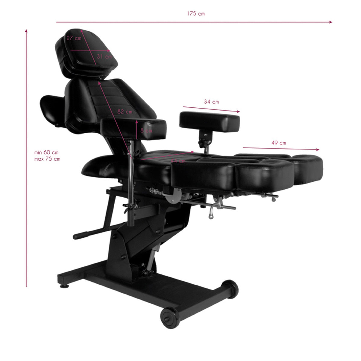 Pro Ink Poltrona Lettino Elettrica per Tatuatore 606 - Nero