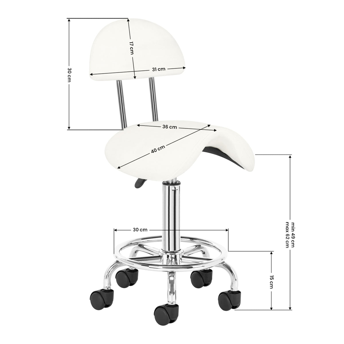 Sgabello 6001 con Rotelle - Bianco