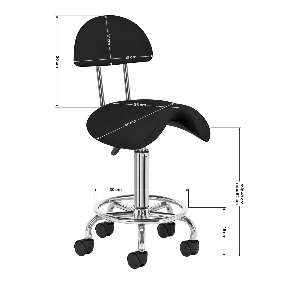 Sgabello 6001 con Rotelle - Nero