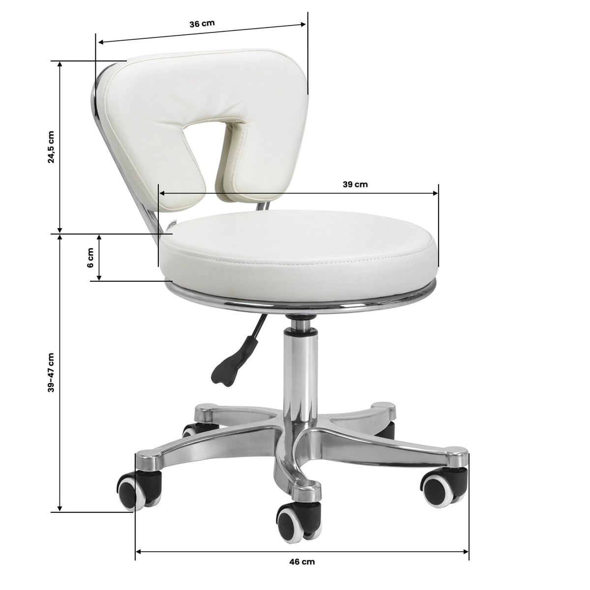 Sgabello 9266 per Pedicure con Rotelle - Bianco