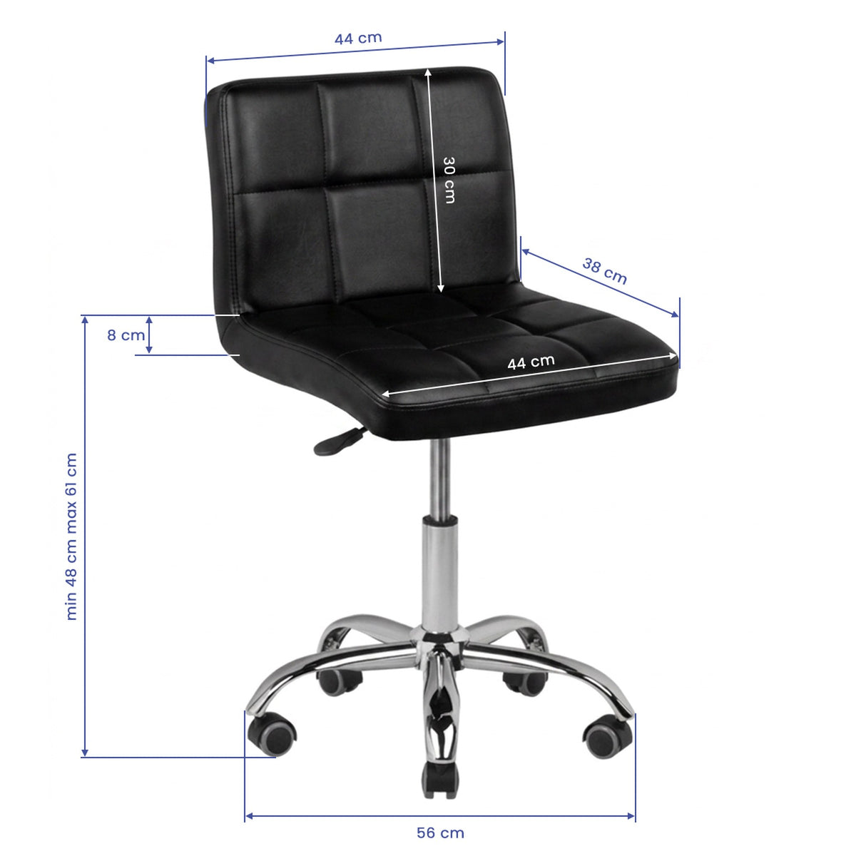 Sgabello A-5299 con Rotelle - Nero