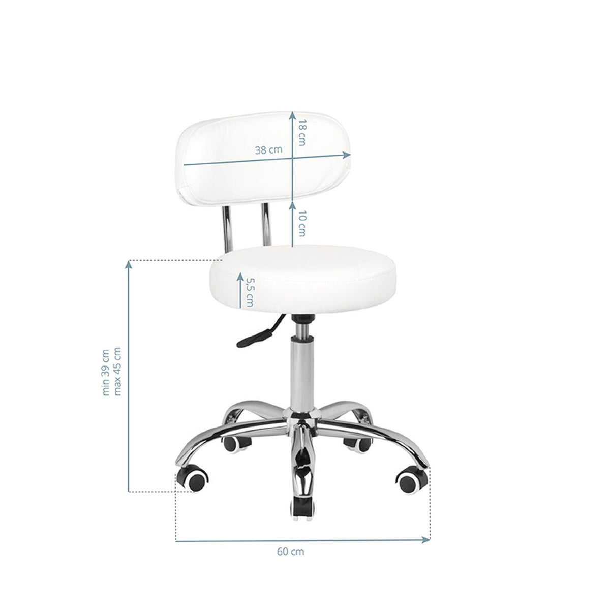 Sgabello A007 per Pedicure con Rotelle - Bianco