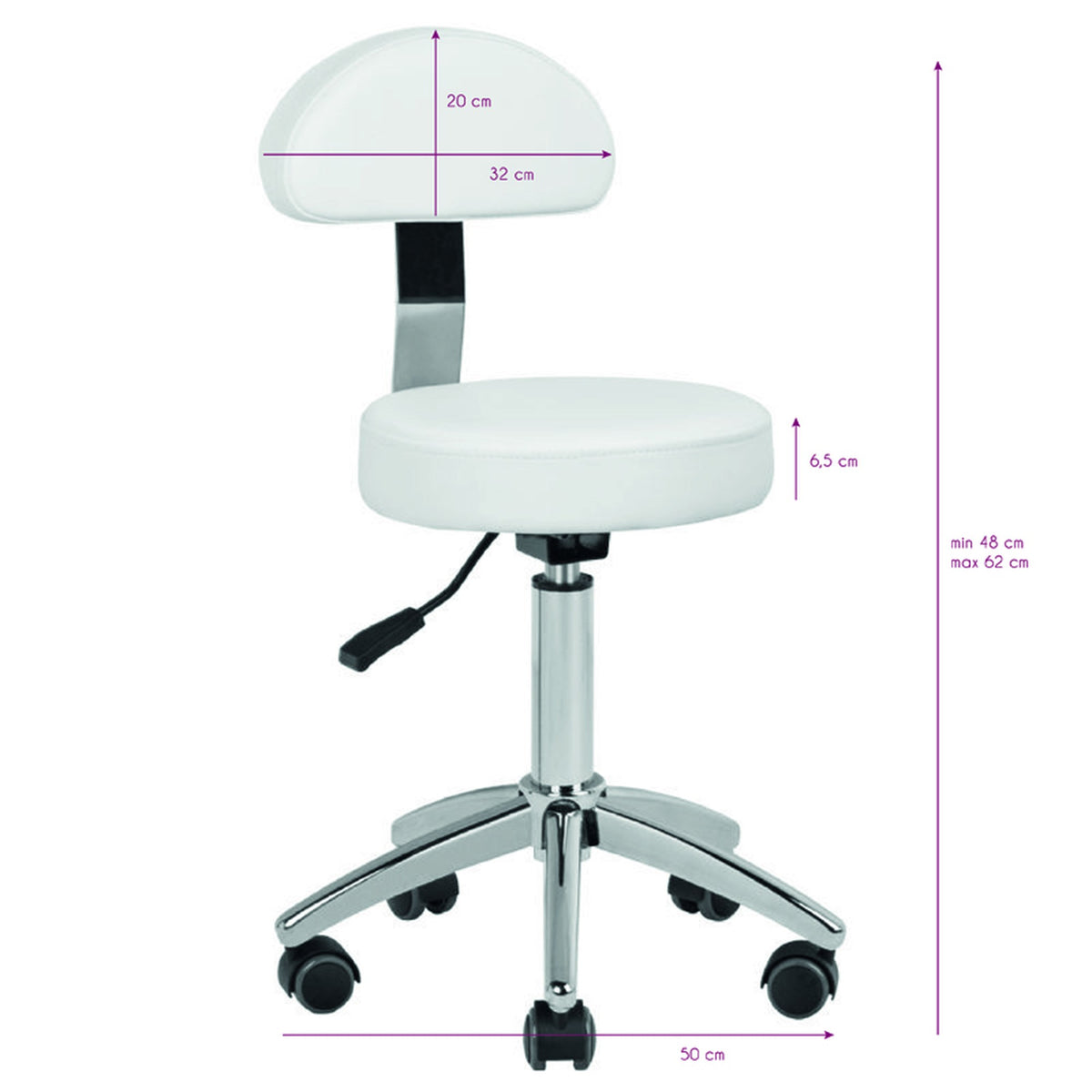 Sgabello AM-304 con Rotelle - Bianco
