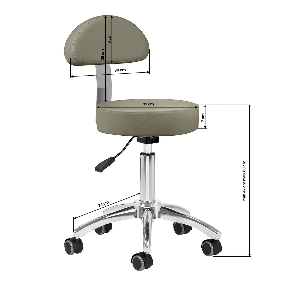 Sgabello AM-304 con Rotelle - Grigio