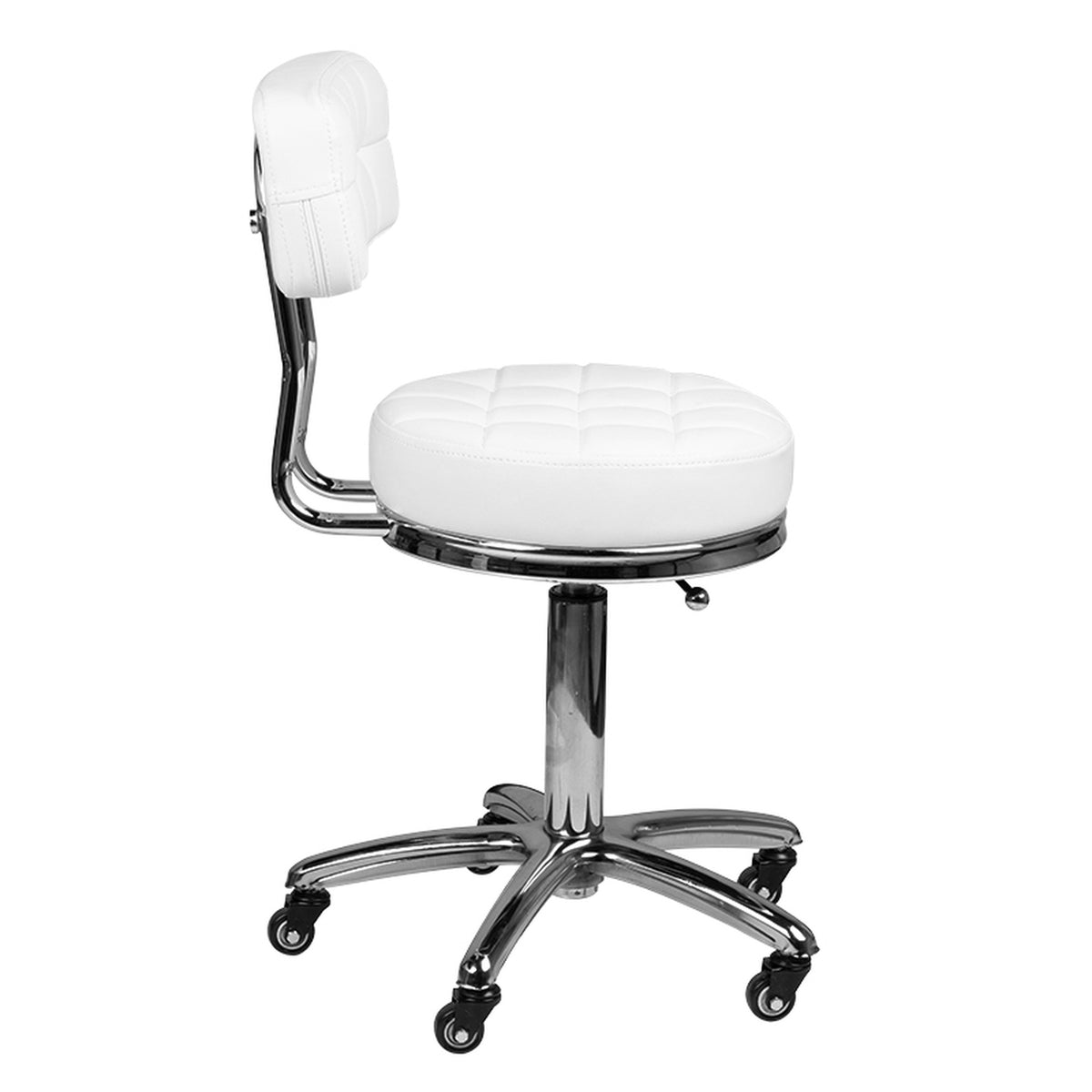 Sgabello AM-877 con Rotelle - Bianco
