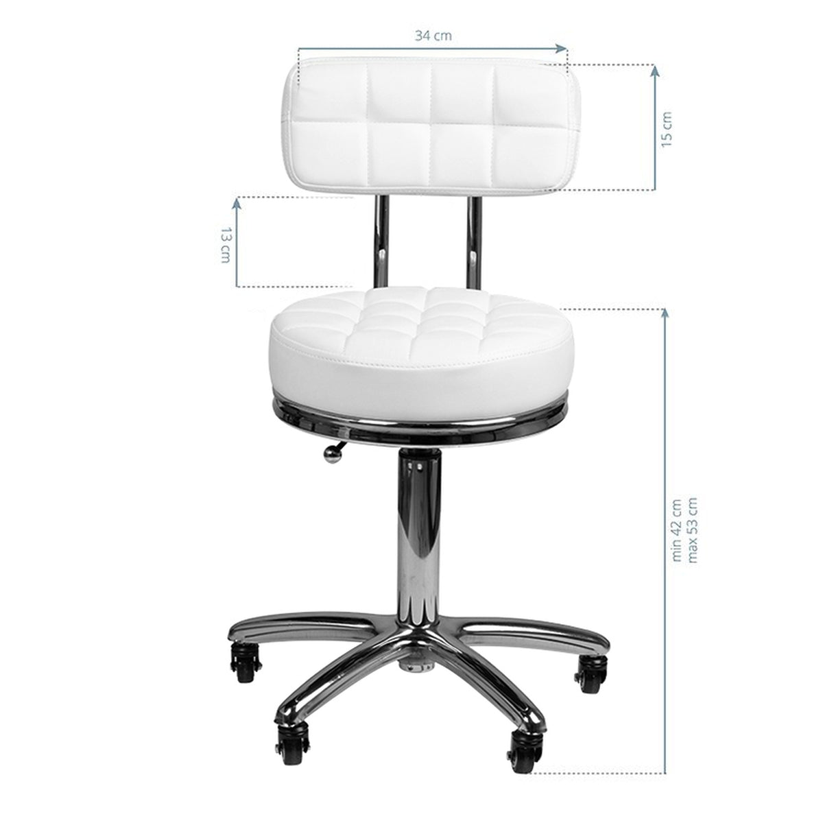 Sgabello AM-877 con Rotelle - Bianco