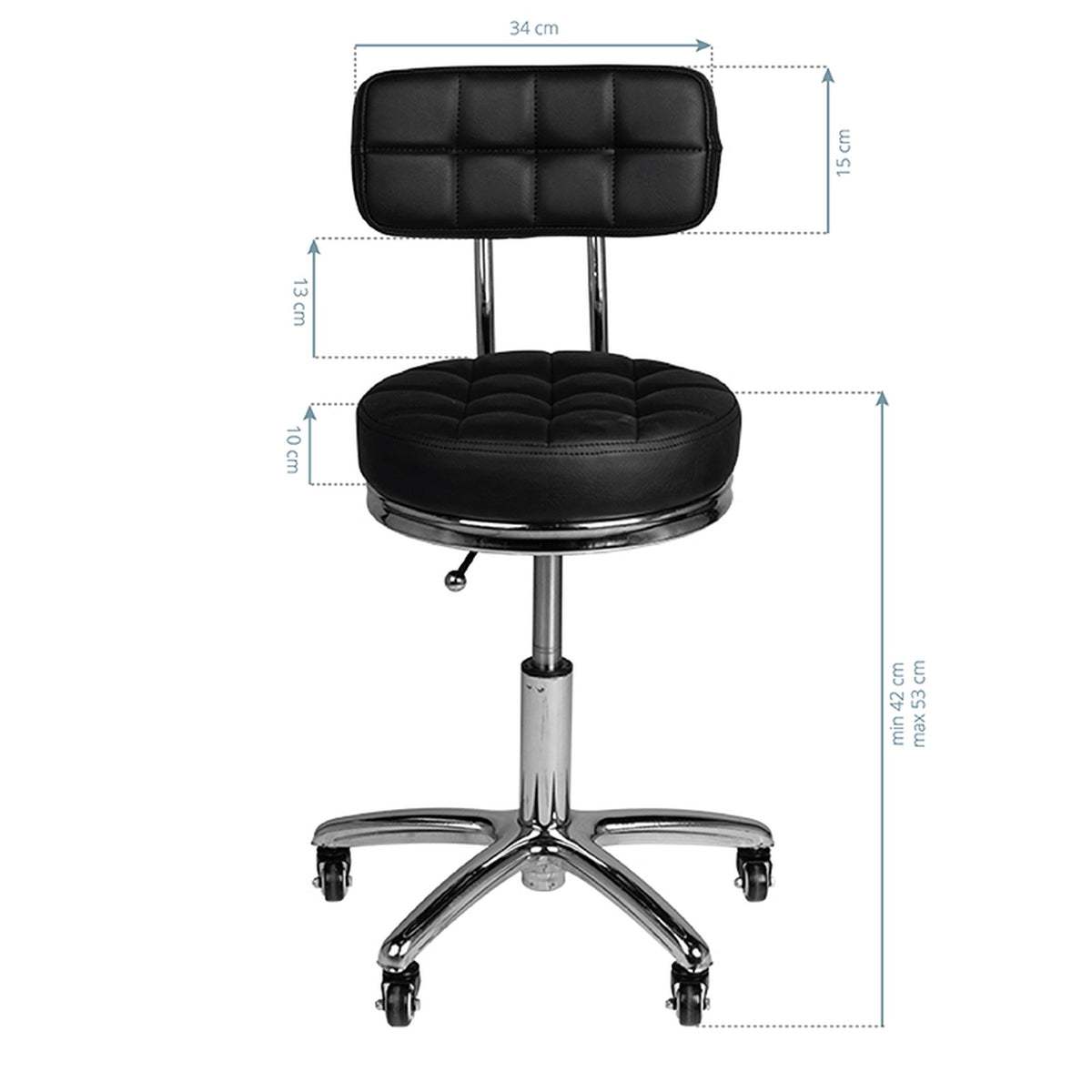 Sgabello AM-877 con Rotelle - Nero