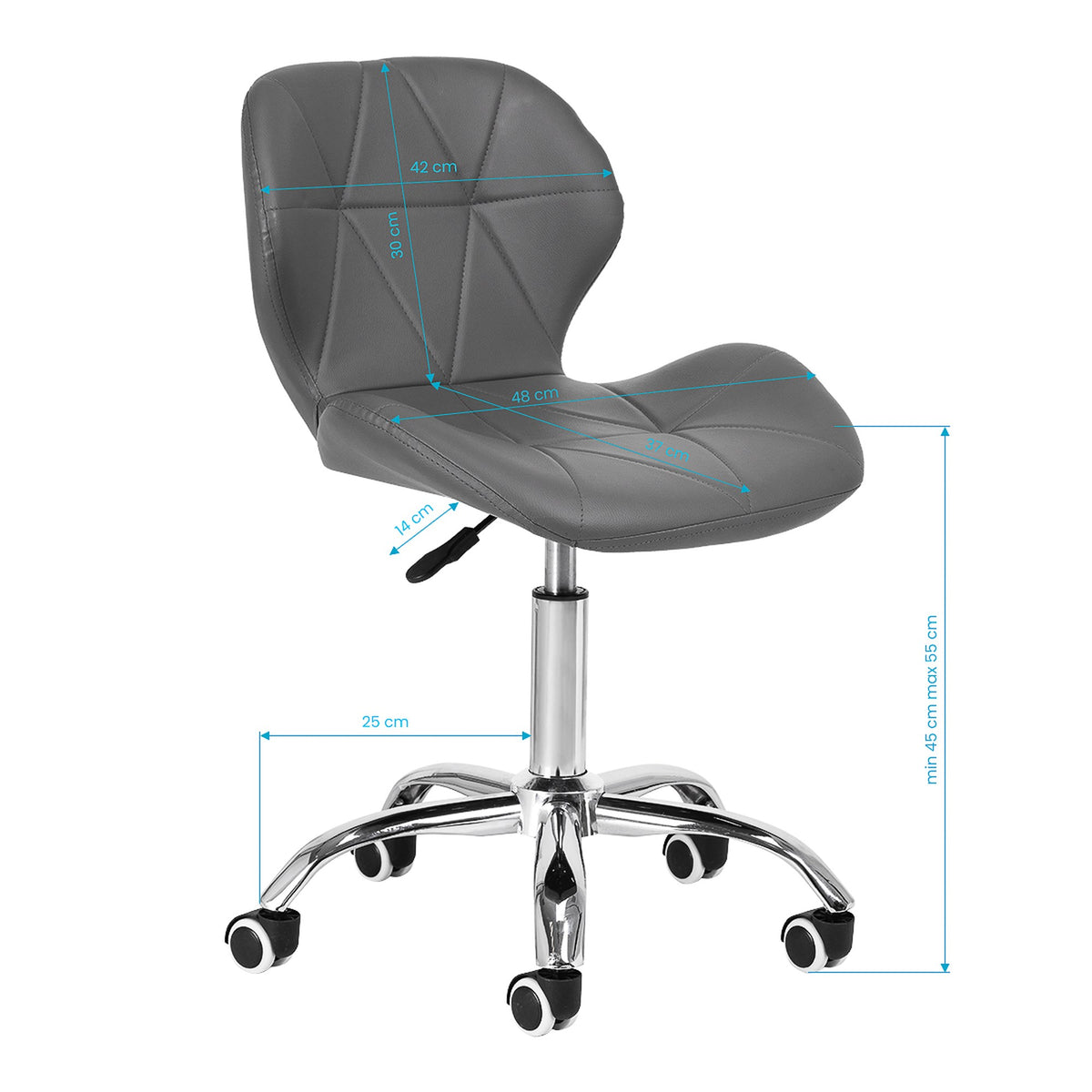 Sgabello QS-06 con Rotelle - Grigio