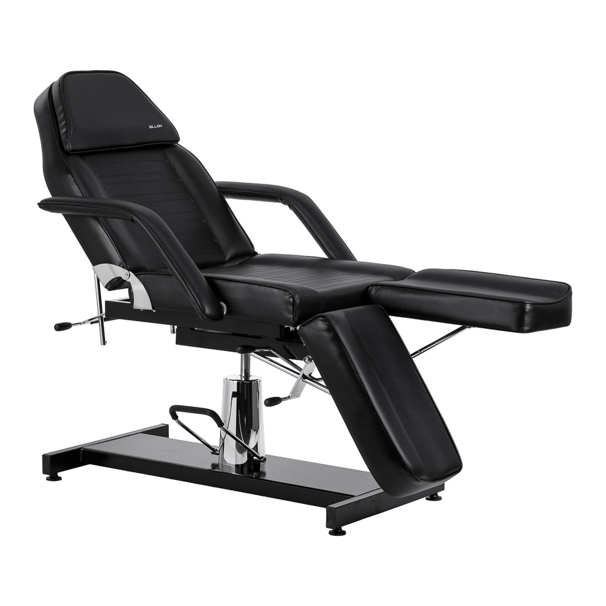 Sillon Poltrona Lettino 210 con Pompa Idraulica Poggiapiedi Diviso - Nero