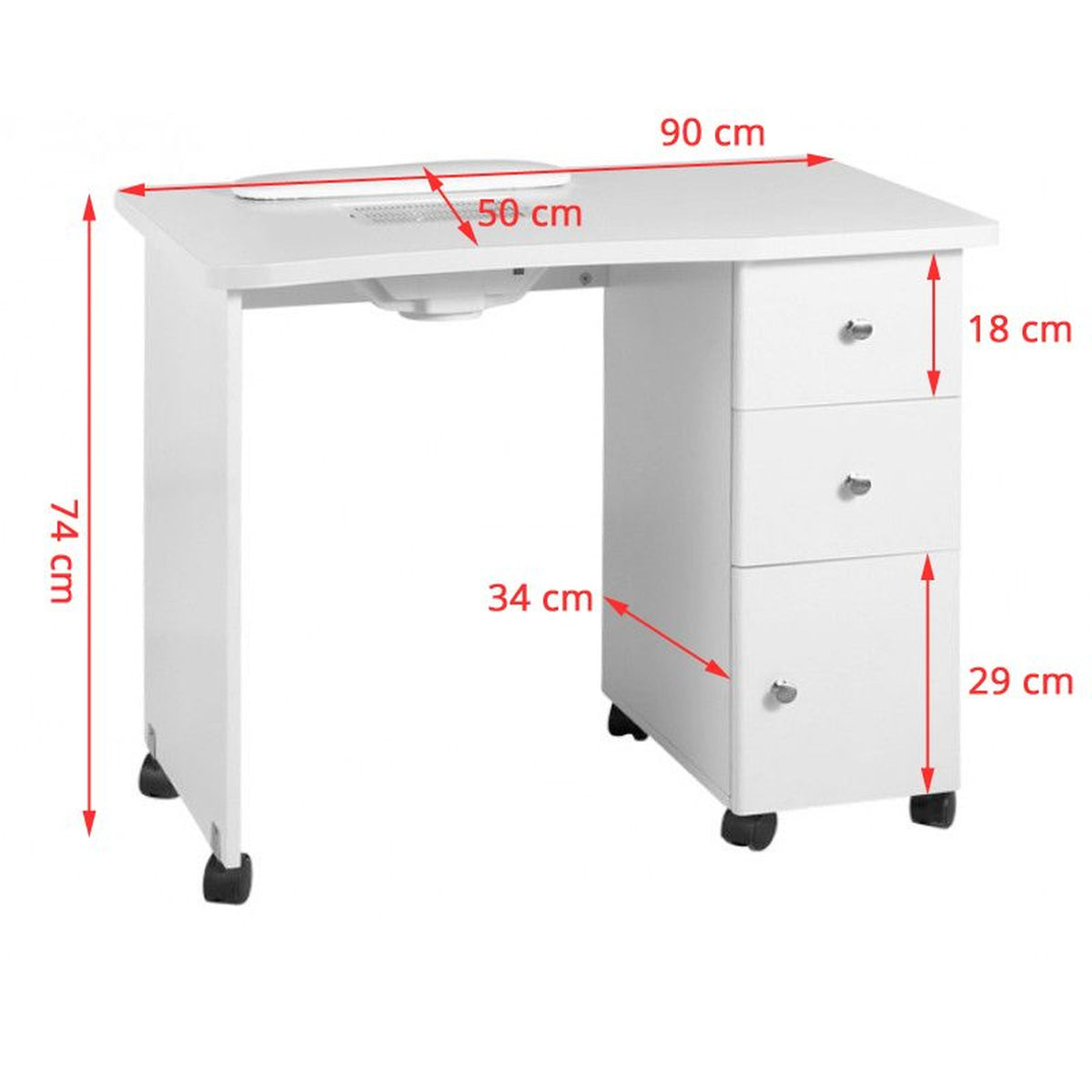 Tavolino Manicure 011B in Legno con Aspiratore - Bianco