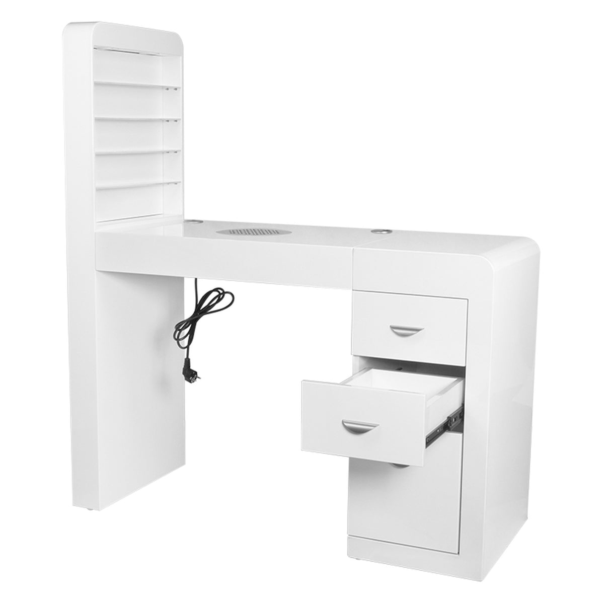 Tavolino Manicure 310 con Aspiratore e Cassettiera Destra - Bianco