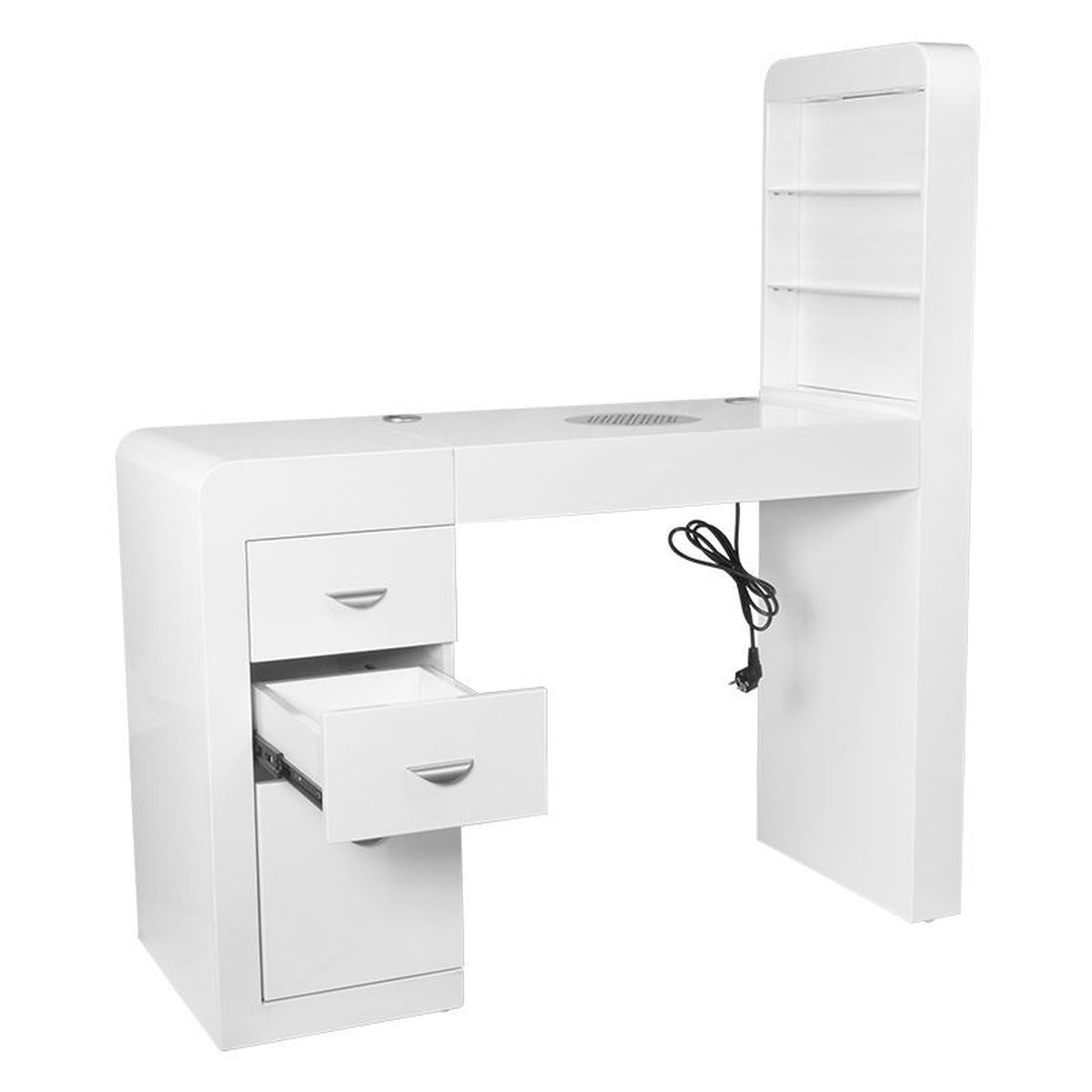 Tavolino Manicure 310 con Aspiratore e Cassettiera Sinistra - Bianco