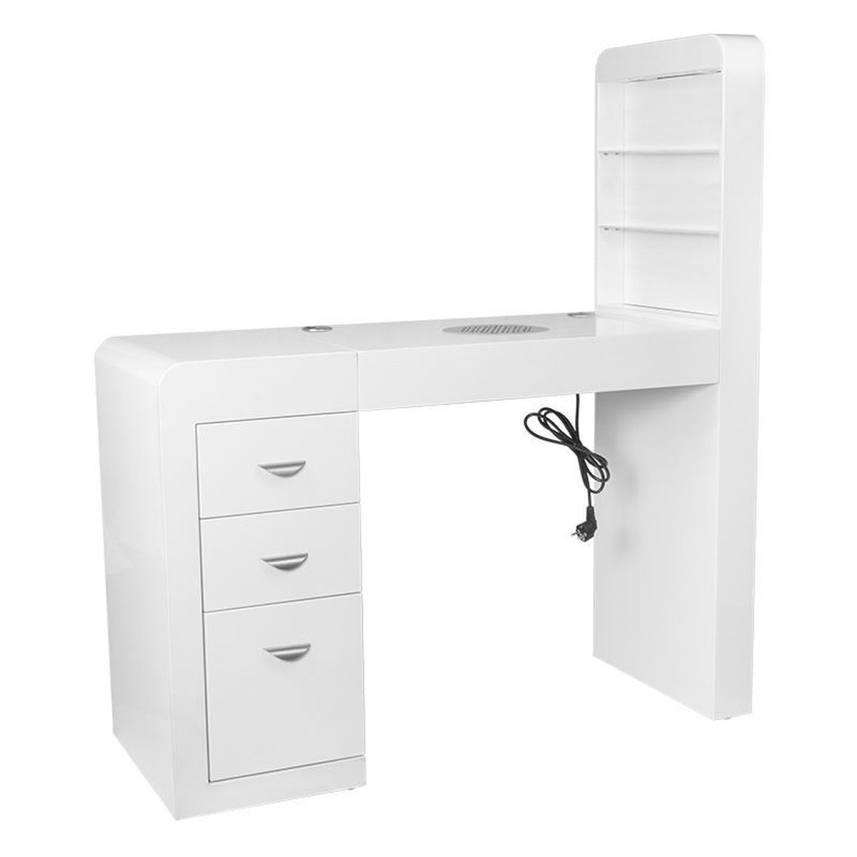 Tavolino Manicure 310 con Aspiratore e Cassettiera Sinistra - Bianco