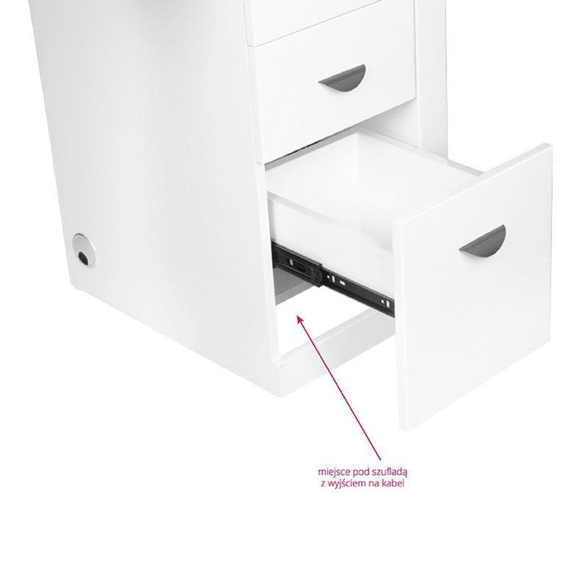 Tavolino Manicure 310 con Aspiratore e Cassettiera Sinistra - Bianco