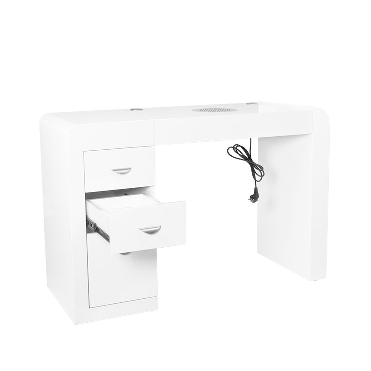Tavolino Manicure 312 con Aspiratore e Cassettiera Destra - Bianco