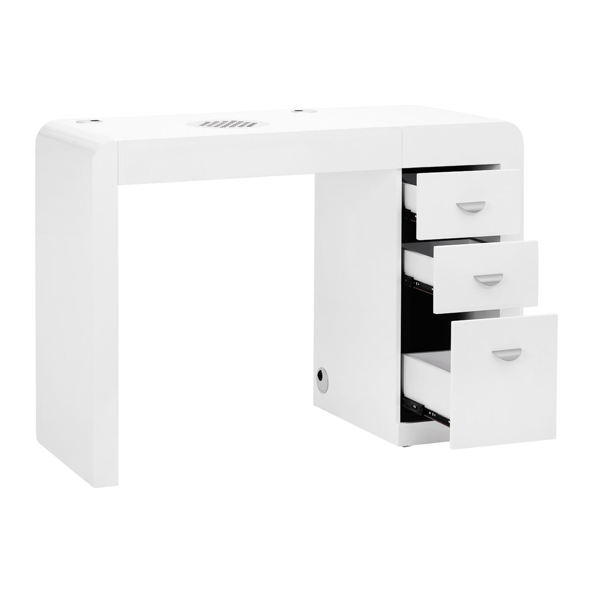 Tavolino Manicure 312 con Aspiratore e Cassettiera Sinistra - Bianco