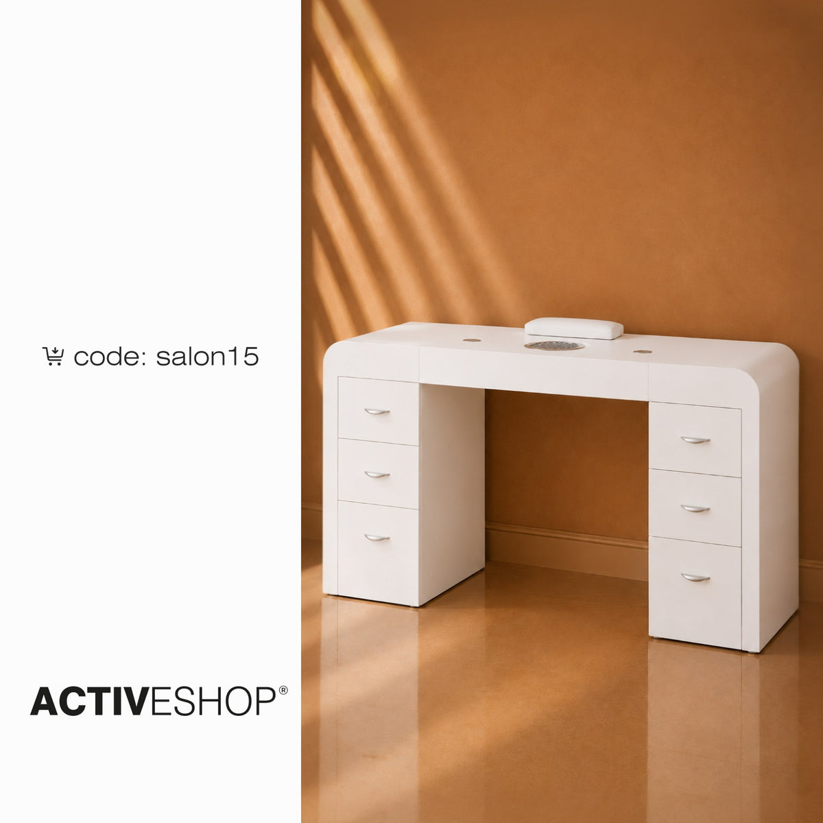 Tavolino Manicure 314 con Aspiratore e Cassettiera - Bianco